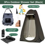 Gray shower bag + Black tent + Black quick-dry towel