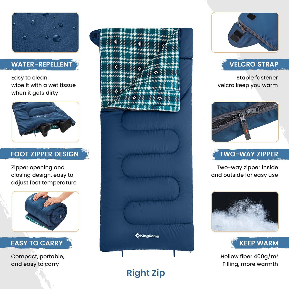 Wide Flannel Camping Sleeping Bag source view 39