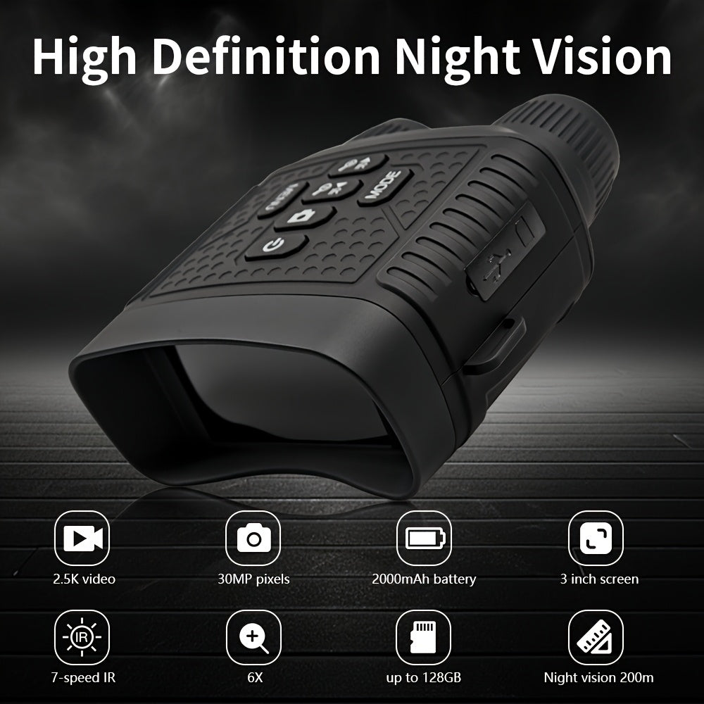 Digital Night Vision Monocular 6X – Infrared Night Vision Scope with 2000mAh Battery, 3" LCD Screen & Photo/Video Recording for Hunting Camping Wildlife