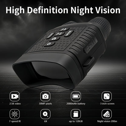 Digital Night Vision Monocular 6X – Infrared Night Vision Scope with 2000mAh Battery, 3" LCD Screen & Photo/Video Recording for Hunting Camping Wildlife
