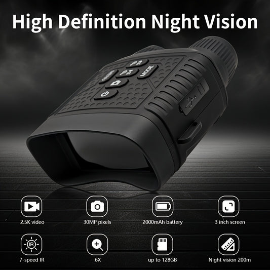 Digital Night Vision Monocular 6X – Infrared Night Vision Scope with 2000mAh Battery, 3" LCD Screen & Photo/Video Recording for Hunting Camping Wildlife