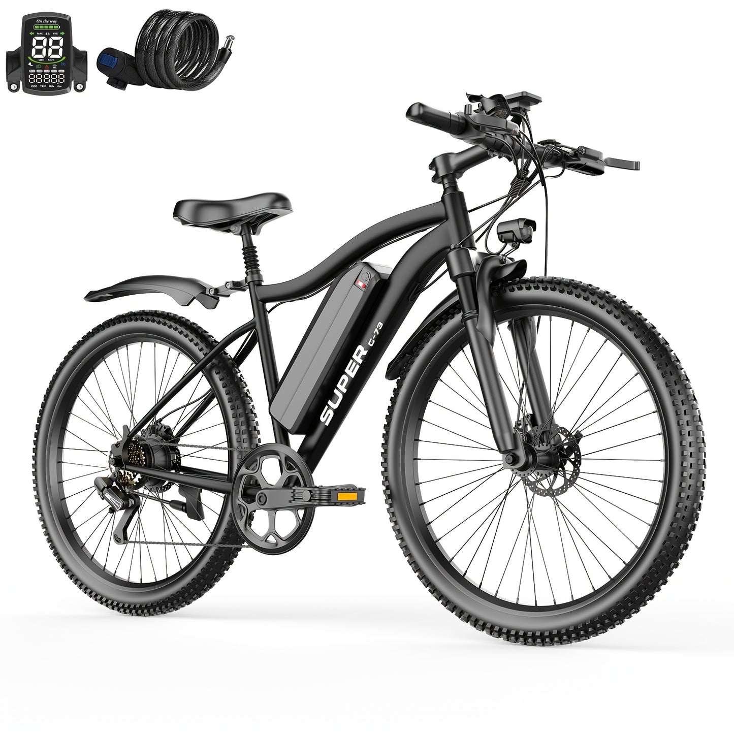 Adult Electric Mountain Bike G73 500W-740W Motor 48V 13Ah Detachable Battery 20MPH 45-Mile Range Front Fork Suspension for Trail Commuting