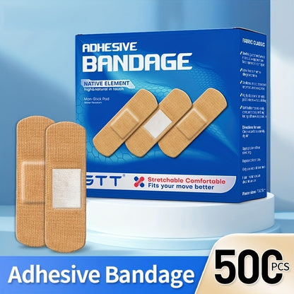 500pcs Adhesive Bandages Flexible Breathable Dark Brown Skin Tone – Bulk Wound Care Strips for Home First Aid, Finger Cuts, Skin Wrapping & Everyday Injuries, Discreet Natural Color