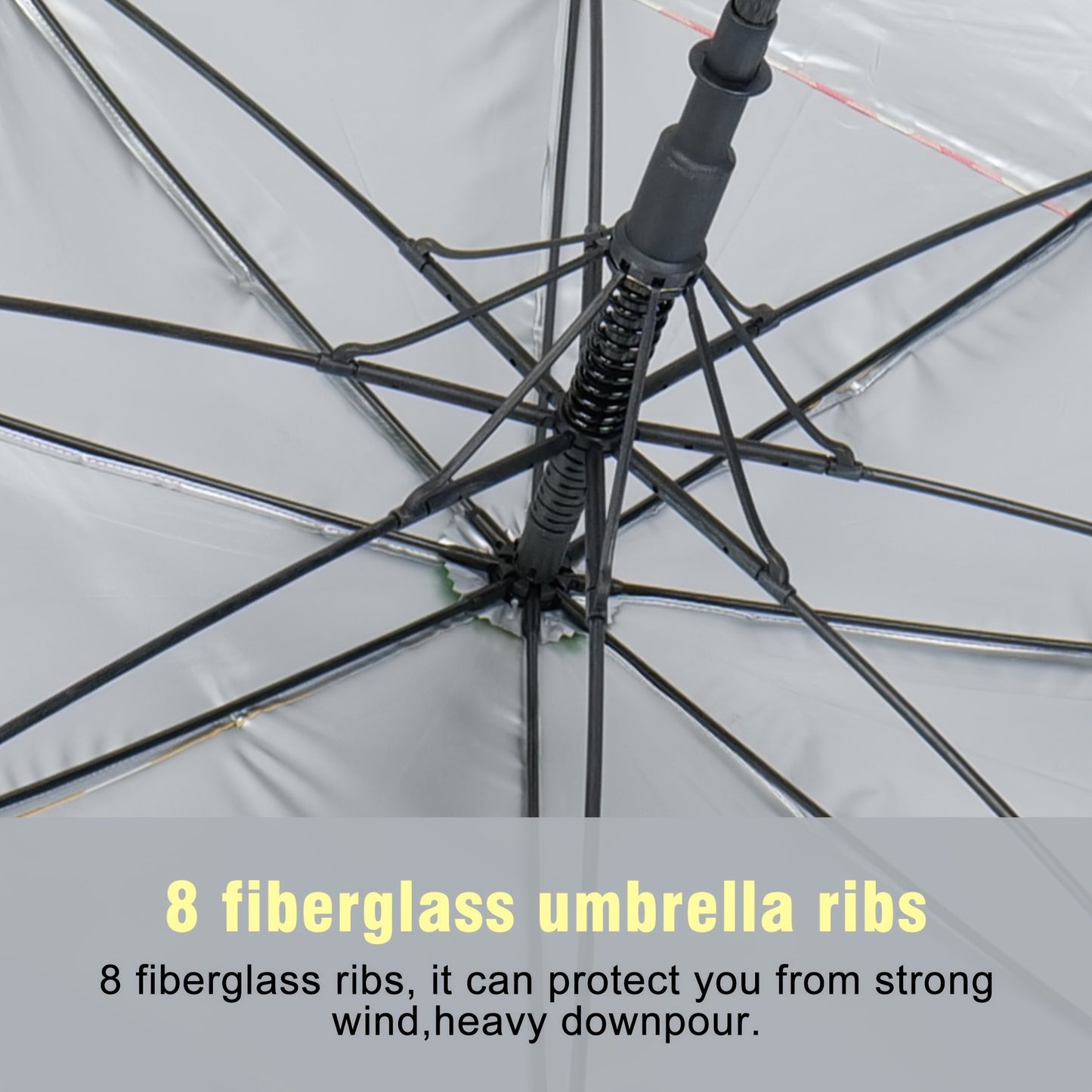 Extra Large Golf Umbrella 52 Inch Double Canopy Windproof - Smile Face Design, 2-Layer Vented Canopy, Straight Long Handle 39.37", Auto Open Button, Sunshade Coverage for 3-4 People, Oversized Rain & Sun Umbrella