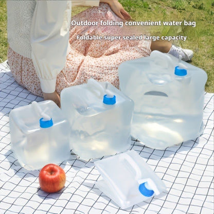 Foldable Water Storage Container 5.28 Gallon, Food-Grade BPA-Free Collapsible Water Jug with Spigot & Handle, Leak-Proof Rectangular Design for Camping, Hiking, Emergency Backup, Road Trips & Outdoor Use
