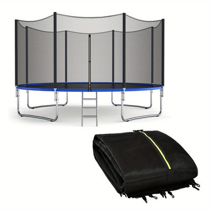 Trampoline Safety Net Replacement 12FT 14FT – PE Enclosure Net with Zipper Door & Safety Buckles for 8 Straight Poles
