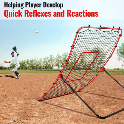 Baseball Pitchback Net Rebounder Angle Adjustable Pitch Trainer for Grounder and Fly Ball Practice Baseball Softball Pitching Throwing Fielding Rebound Net for Players Aged 13 and Up Solo Training Aid