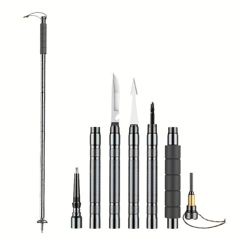 7-in-1 Tactical Hiking Staff – Extendable Foldable Survival Walking Stick with Compass, Fire Starter, Saw Blade, Screwdriver & Pliers – Aluminum Alloy or Stainless Steel, Camping & Hiking Gift