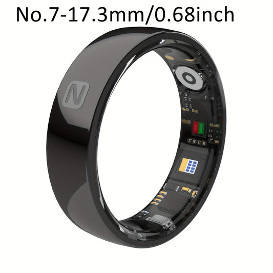 Fitness Tracker Smart Ring – IP68 Waterproof, Sleep & Step Monitor, Crystal Charging Case, Stainless Steel | Men & Women Sizes 7–13