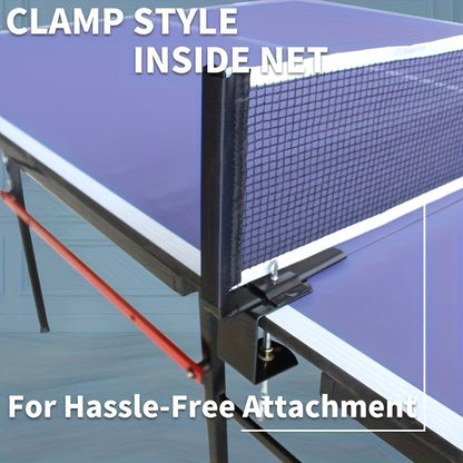 Foldable Ping Pong Table 8ft with Net, 2 Paddles & 2 Balls – Regulation Size Table Tennis Table, Fold-Up Design with 4 Wheels for Easy Storage, Indoor Outdoor Use, Blue