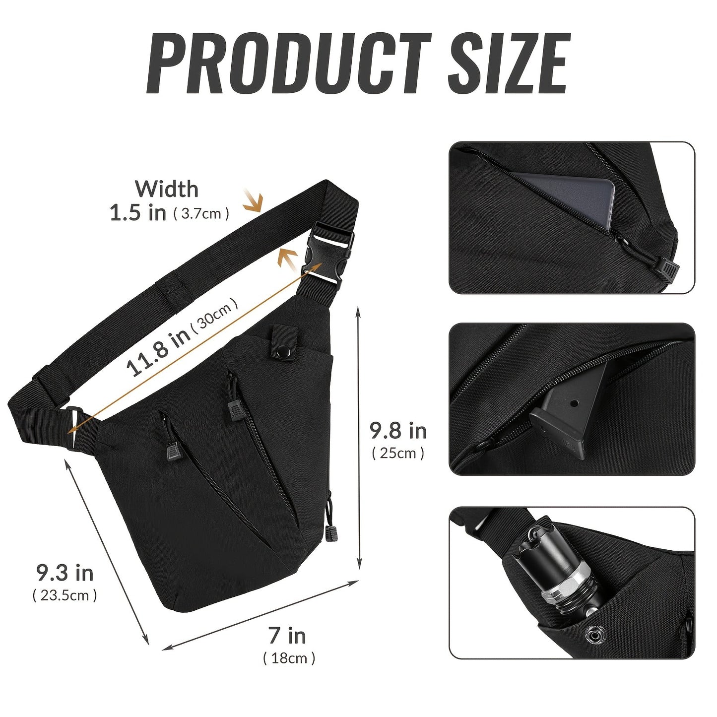 Anti-Theft Sling Bag Men Crossbody Chest Pack Oxford – Lightweight Shoulder Bag with Adjustable Strap, Multiple Compartments & Zipper, Left & Right Hand, Minimalist Travel Bag for Commuting, Hiking & Daily Use