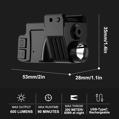 Green Laser Sight USB-C Rechargeable - Picatinny Rail Dot Sight with Vibration-Resistant Lock, 532nm Class IIIA, for Hunting, Competition & Tactical Use
