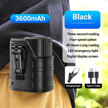 Portable Waist Fan 4-in-1 Neck Fan with Flashlight Power Bank Large Battery for Outdoor Camping Hiking Sports EDC