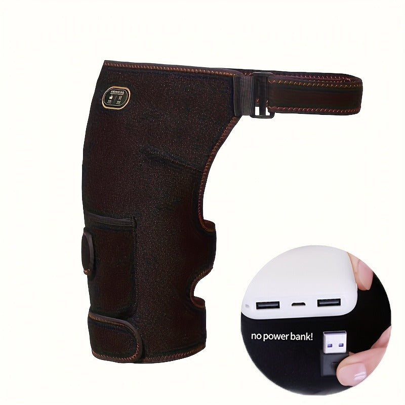 Heated Hip Massager with USB Electric Heat & Vibration – Compression Hip Groin Thigh Support Wrap for Spine & Anti-Cold Warmth, Polyester Fiber Hip Belt with Hook-and-Loop Closure