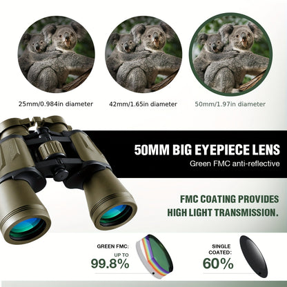 10x50 Binoculars with Phone Adapter – Bird Watching & Travel