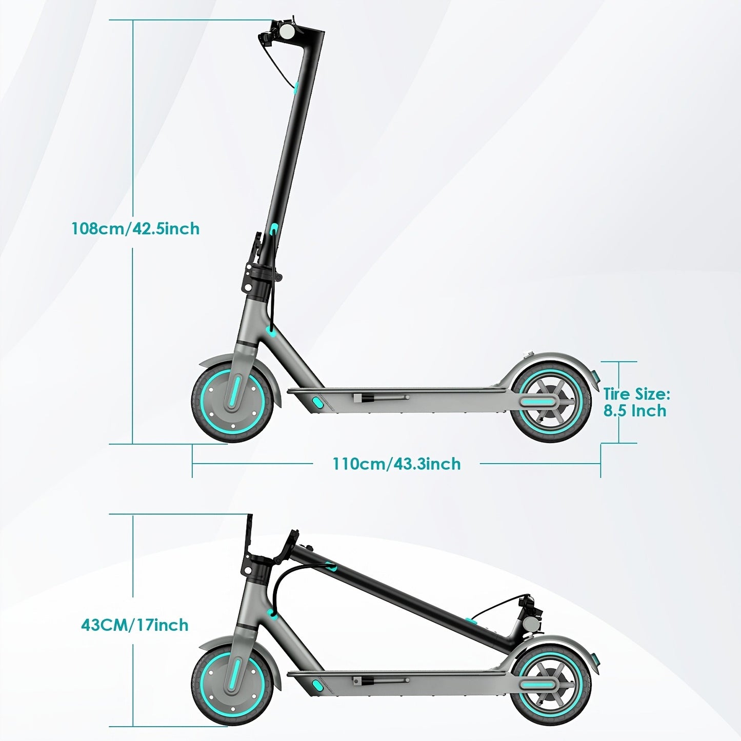 Electric Scooter 350W Foldable Commuter E-Scooter with 8.5'' Solid Tire, LED Display, Dual Brake, 15-20KM Range for Adults Men Women