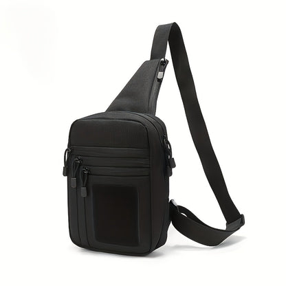 CCW Shoulder Bag Tactical Concealed Carry Bag for Men with Chest Holster Multiple Compartments EDC Sling Bag for Daily Use Shooting Range Hiking Outdoor Activities Black