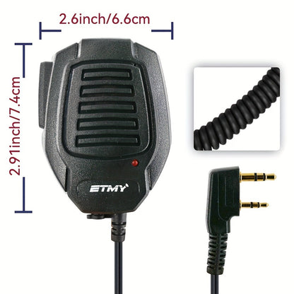 Walkie Talkie Speaker Mic 3.5mm Jack for Baofeng BF-888S UV-5R & Kenwood TK Series – Coiled Cable, 360° Rotating Clip