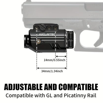 Pistol Light Laser Combo 500 Lumens – Green Red Blue Laser Sight, 5 Modes, USB-C Rechargeable, Fits Subcompact & Compact Handguns, Adjustable Rail Mount Weapon Light