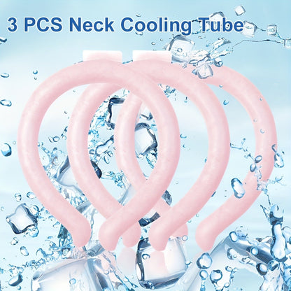 Cooling Neck Ring 3-Pack – Wearable Ice Gel Tube Wrap for Hot Weather, Outdoor Sports, Heat Relief & Hot Flashes, Freezes at 28°C, Hands-Free Summer Cooling for Men & Women