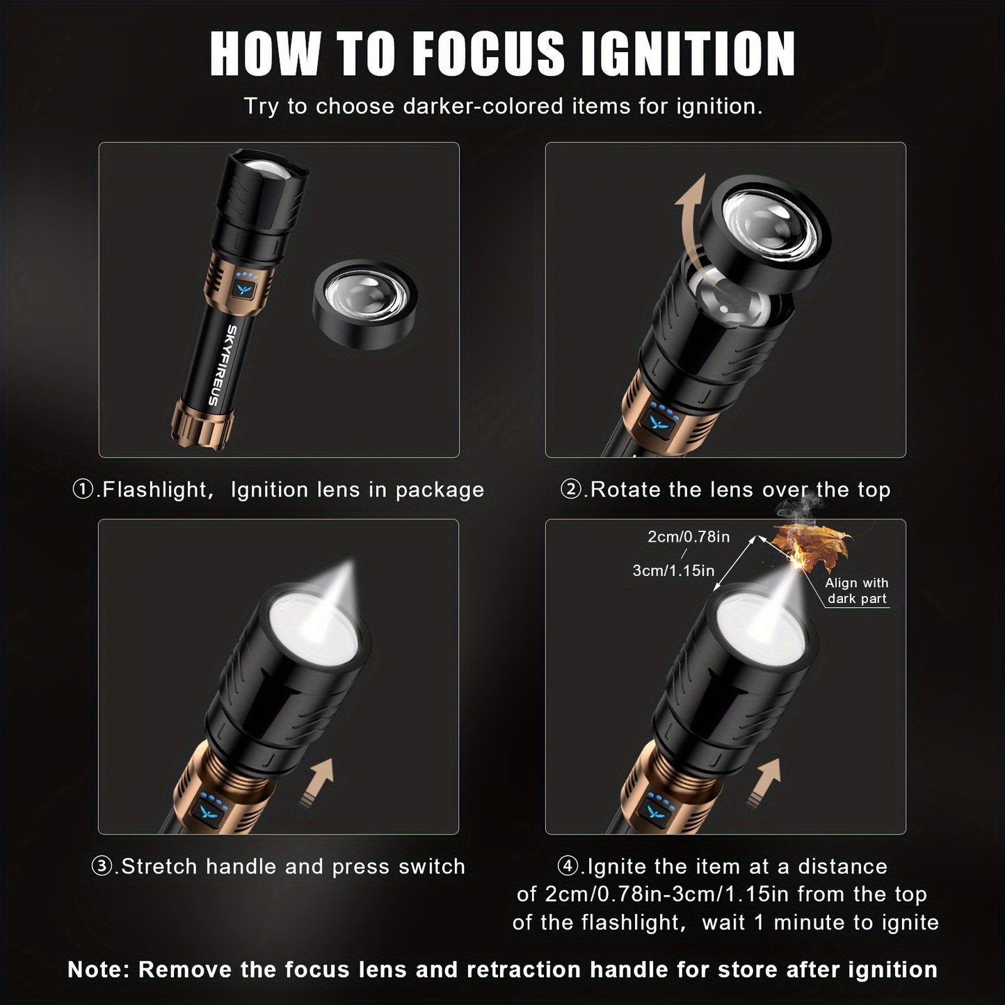 High Lumen LED Flashlight Zoomable 4 Modes Rechargeable Cycling Light for Camping Outdoor Household Use