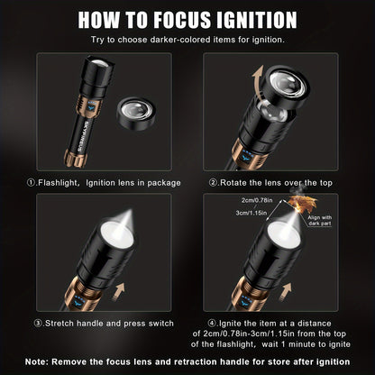 High Lumen LED Flashlight Zoomable 4 Modes Rechargeable Cycling Light for Camping Outdoor Household Use