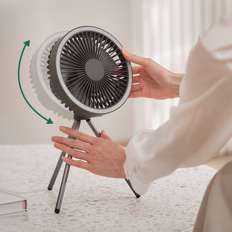 Rechargeable camping fan with night light and power bank