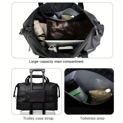 Gym Duffel Bag PU Foldable Sports Duffle with Shoe Compartment & Wet Pocket – Lightweight Weekender Travel Bag for Workout, Daily Use, Carry-On & Overnight Trips, Available in Black, Blue & Gray