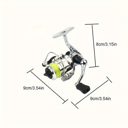 Mini 100 Spinning Fishing Reel – 4.3:1 High-Speed Gear Ratio, Aluminum Alloy Body, Interchangeable Rocker Arm, Ambidextrous, Includes 109 Yards of Line – Lightweight Reel for Freshwater & Saltwater Fishing