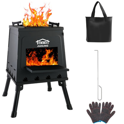 Camping Wood Stove Portable Wood Burning Stove – Outdoor BBQ Rocket Stove for Hiking Picnic Survival Cooking