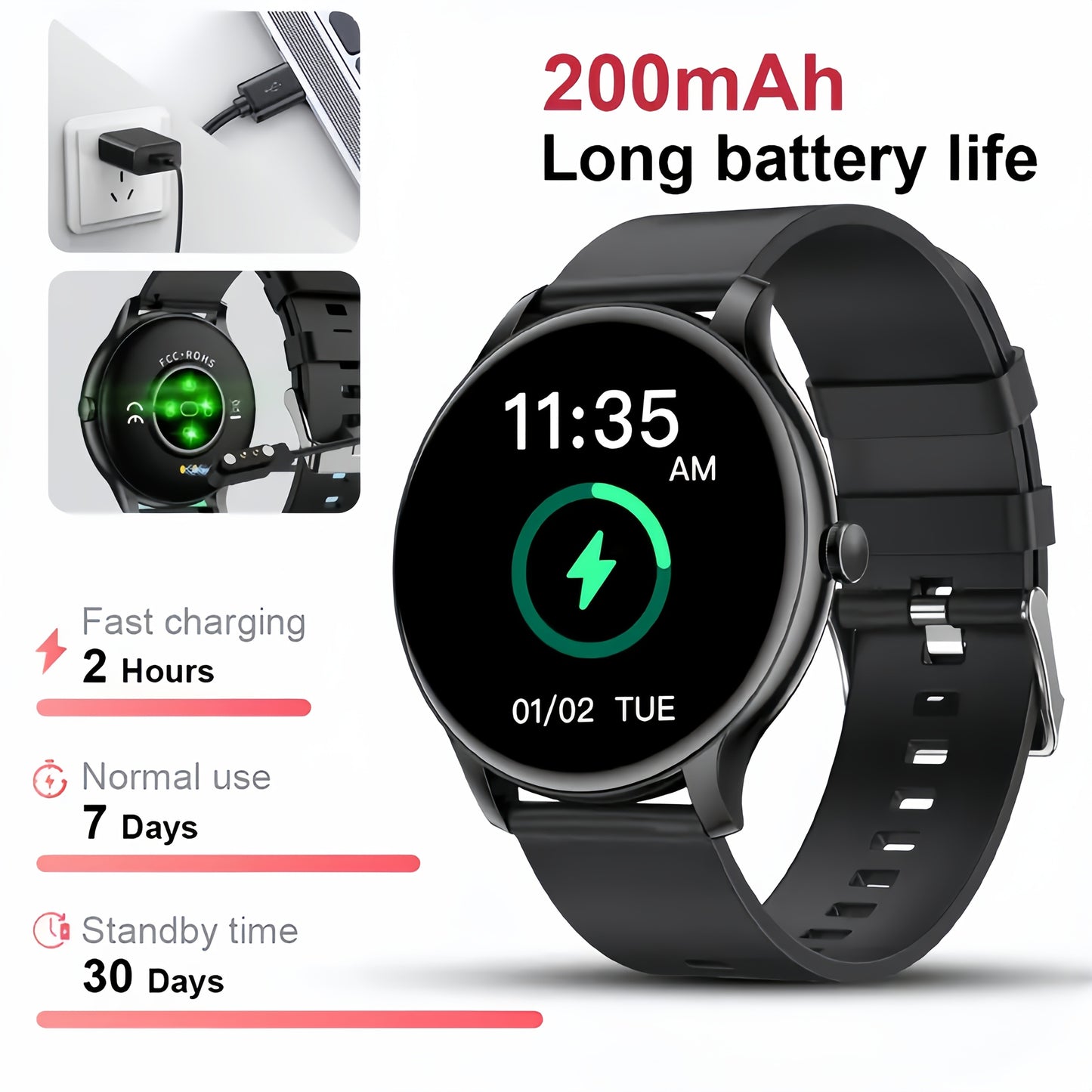 Fitness Tracker Smartwatch for Men & Women – 1.28" Display, Sleep Monitor, Step Counter, Distance Tracker, Running & Gym