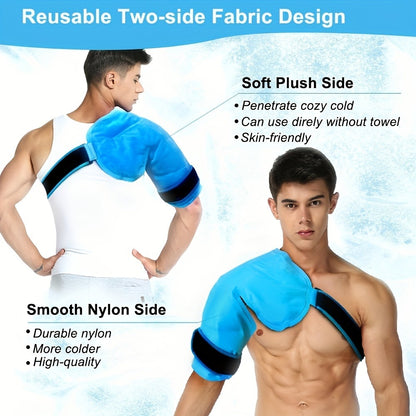 Shoulder Ice Pack Wrap Hot Cold Therapy Gel Pack Reusable Rotator Cuff Compress Adjustable Strap Hands-Free Pain Relief for Athletes Gym Home Recovery