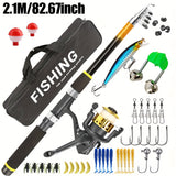 Yellow rod 82.68inch + fishing reel with line + accessories box + bag