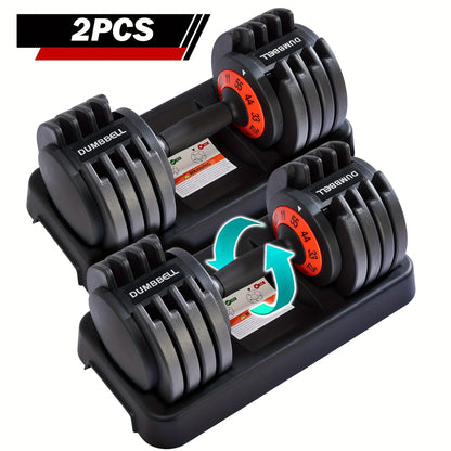 Adjustable Dumbbell Set 55 lbs Pair – Quick-Change Weight System with Storage Tray, Heavy-Duty Home Gym Equipment for Men & Women, Full Body Strength Training, Upper Lower Total Body Workout, Single Dumbbell Also Available