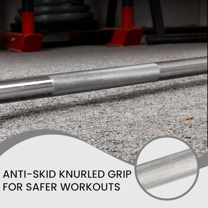 Standard Barbell 5FT – Solid Steel 1-Inch Bar, 300 LB Capacity, Chrome & Black Finish, Multi-Grip Knurling for Home Gym Strength Training