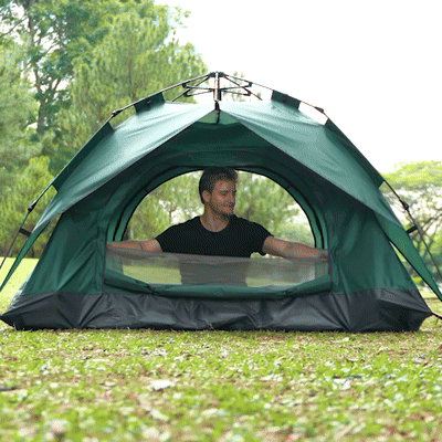 Small and large pop-up camping tents with two included tarps