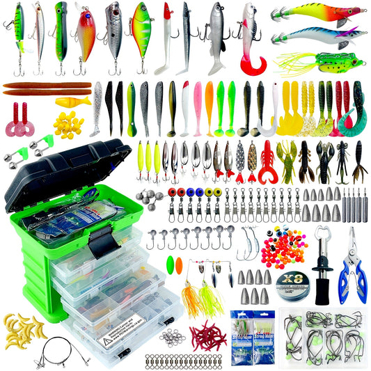Fishing Lures Kit 346pcs with Tackle Box – Crankbaits, Minnow, Spinnerbaits, Spoons, Soft Baits, Jigs, Hooks, Weights & Sinkers, Topwater Lures for Freshwater & Saltwater Bass Fishing, Angler Gift Set