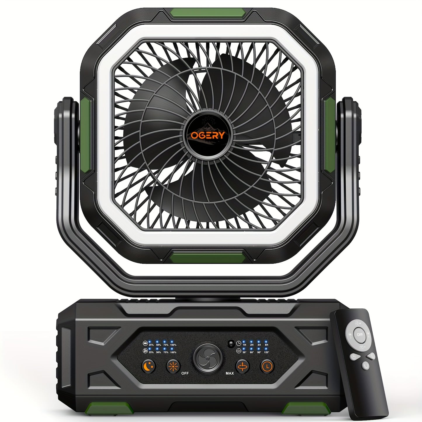 20000mAh Portable Camping Fan with LED Lantern – Rechargeable, 4-Speed, Oscillating, Remote & Timer Control | Tent, Travel, RV, Emergency & Bedroom Use