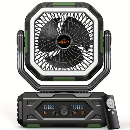 20000mAh Portable Camping Fan with LED Lantern – Rechargeable, 4-Speed, Oscillating, Remote & Timer Control | Tent, Travel, RV, Emergency & Bedroom Use