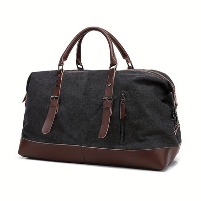 Canvas Weekender Bag Large Capacity Travel Duffel Overnight Bag Zipper Canvas Holdall Tote Satchel Handbag for Men Women Black Navy Army Green Coffee Grey