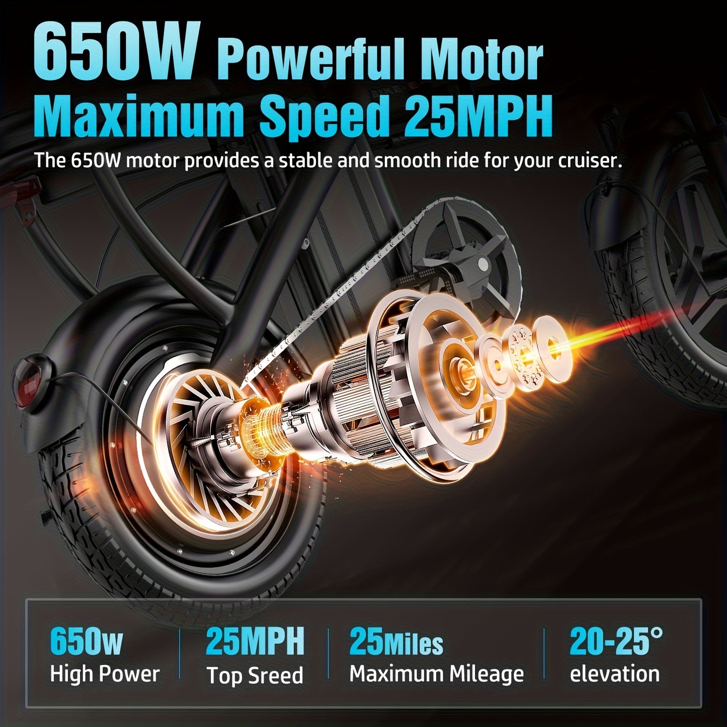 Commuter Electric Bike 14 Inch Folding E-Bike 650W Peak Motor 48V 10Ah Battery 25MPH 25-Mile Range Lightweight Mini Electric Bicycle for Adults