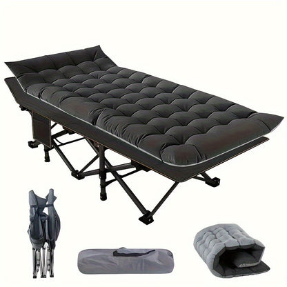 Heavy Duty Folding Camping Cot 75 Inch Portable Sleeping Bed with Carry Bag Guest Bed for Adults Outdoor Camping Hiking Home Use Gray Wine Red with Blue Mattress or Two Side Mattress