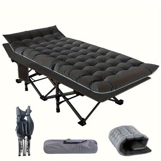 Heavy Duty Folding Camping Cot 75 Inch Portable Sleeping Bed with Carry Bag Guest Bed for Adults Outdoor Camping Hiking Home Use Gray Wine Red with Blue Mattress or Two Side Mattress