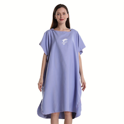 Quick-Dry Surf Poncho Towel Robe - Microfiber Beach Wrap with Shark Graphic, Super Absorbent Changing Robe for Swimming, Surfing & Travel, One Size Fits All, Machine Washable