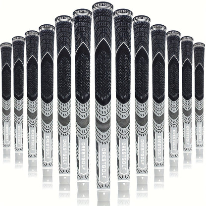Midsize Golf Grips Set 13 Pack – All Weather Hybrid Rubber Golf Club Grips with Ecological Yarn Thread Technology, Multiple Colors, Fits Full Set of Clubs (Black, White, Red, Orange, Yellow, Blue, Gray)