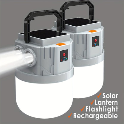Solar Camping Lantern Rechargeable - 2400mAh LED Tent Light, 3 Modes, Portable Solar Panel Charging, Lightweight Emergency Lantern for Power Outage, Hurricane & Outdoor Survival