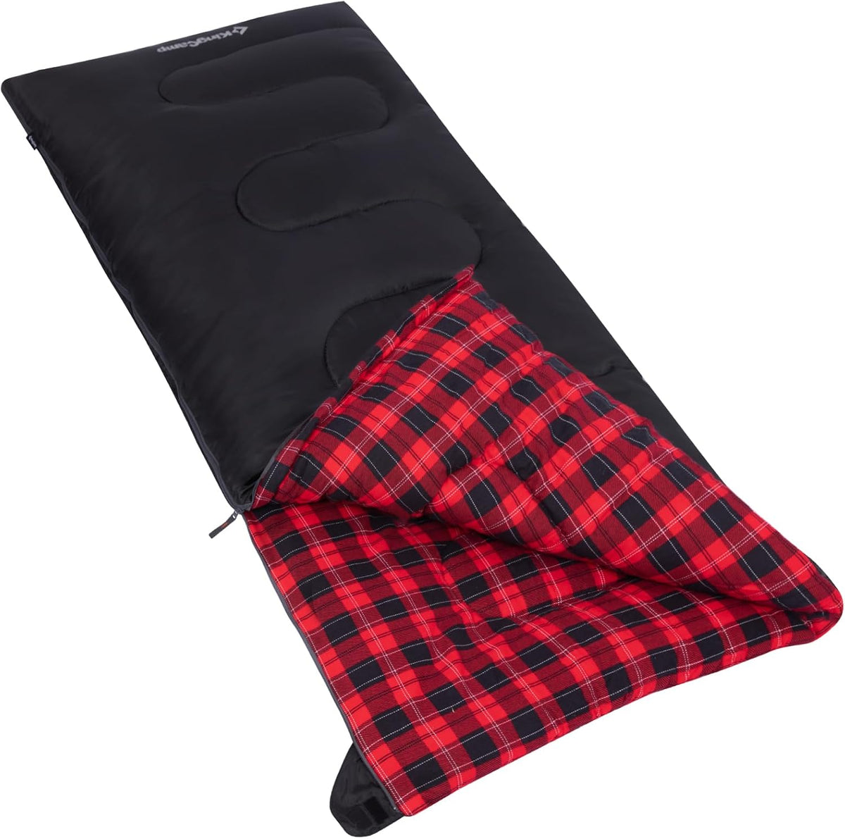 Wide Flannel Camping Sleeping Bag Black / Left option