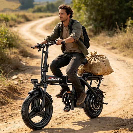 48V Electric Bike 650W Folding 13Ah Battery, 14" Commuter E-Bike for Adults & Teens, Dual Rider