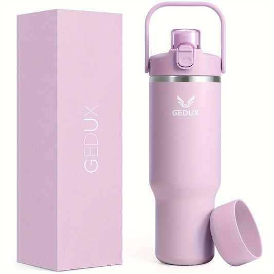 Stainless Steel Tumbler with Handle and Straw Vacuum Insulated Water Bottle 2-in-1 Lid Chug Lid Straw Lid Silicone Boot Matte Finish Gift for Women Men Christmas