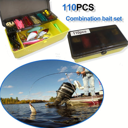 Fishing Lures Kit with Tackle Box – Mixed Plastic & Metal Baits, Hooks, Swivels & Jig Hooks (110/252/361pcs)